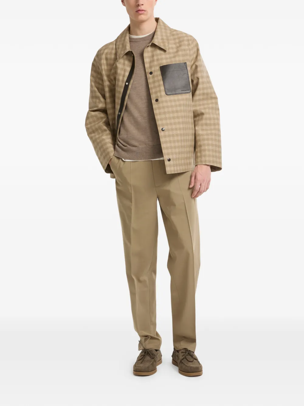 Yves Salomon Geruit shirtjack Beige