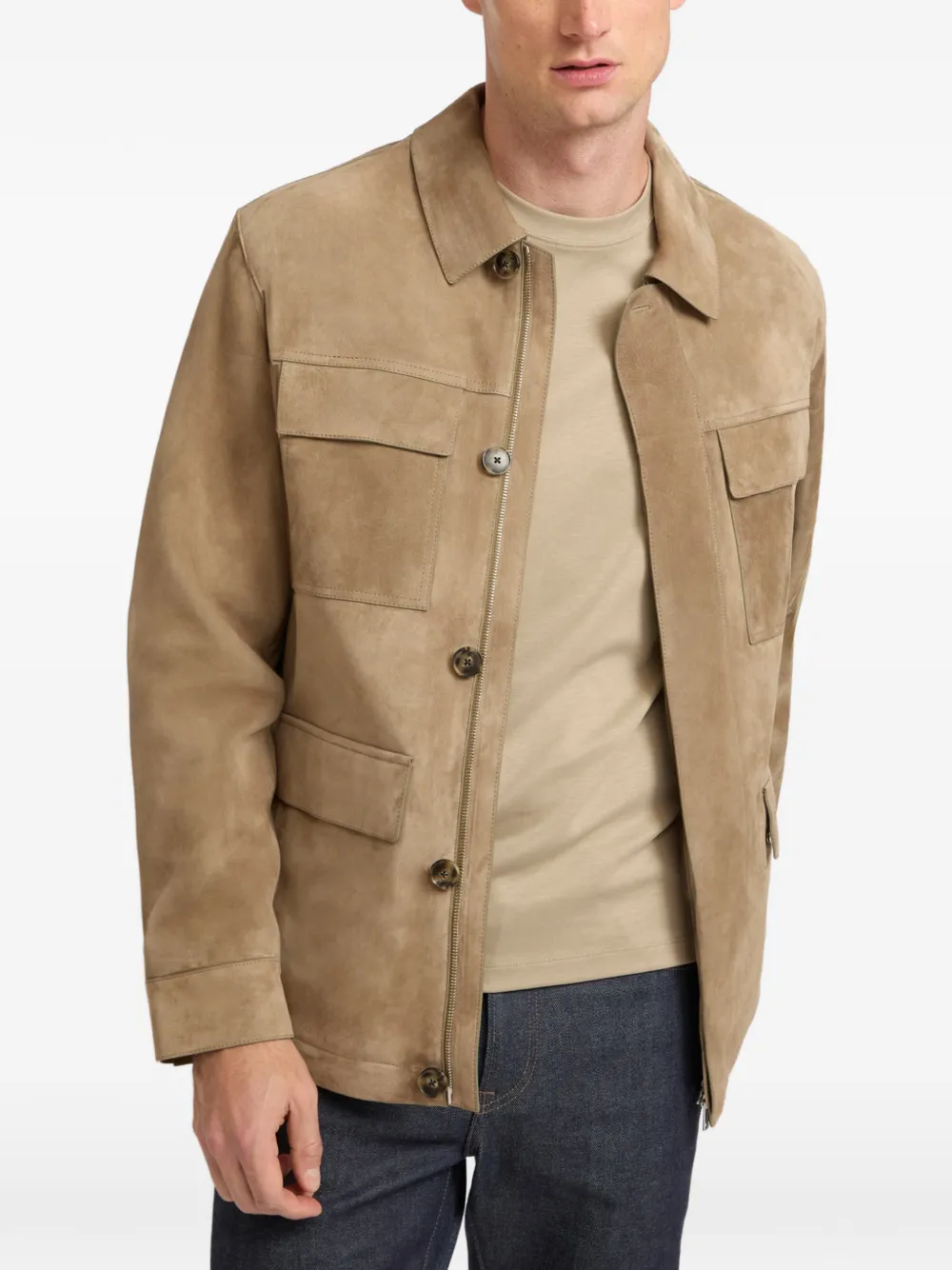  Yves Salomon Suede Jacket - Neutrals 