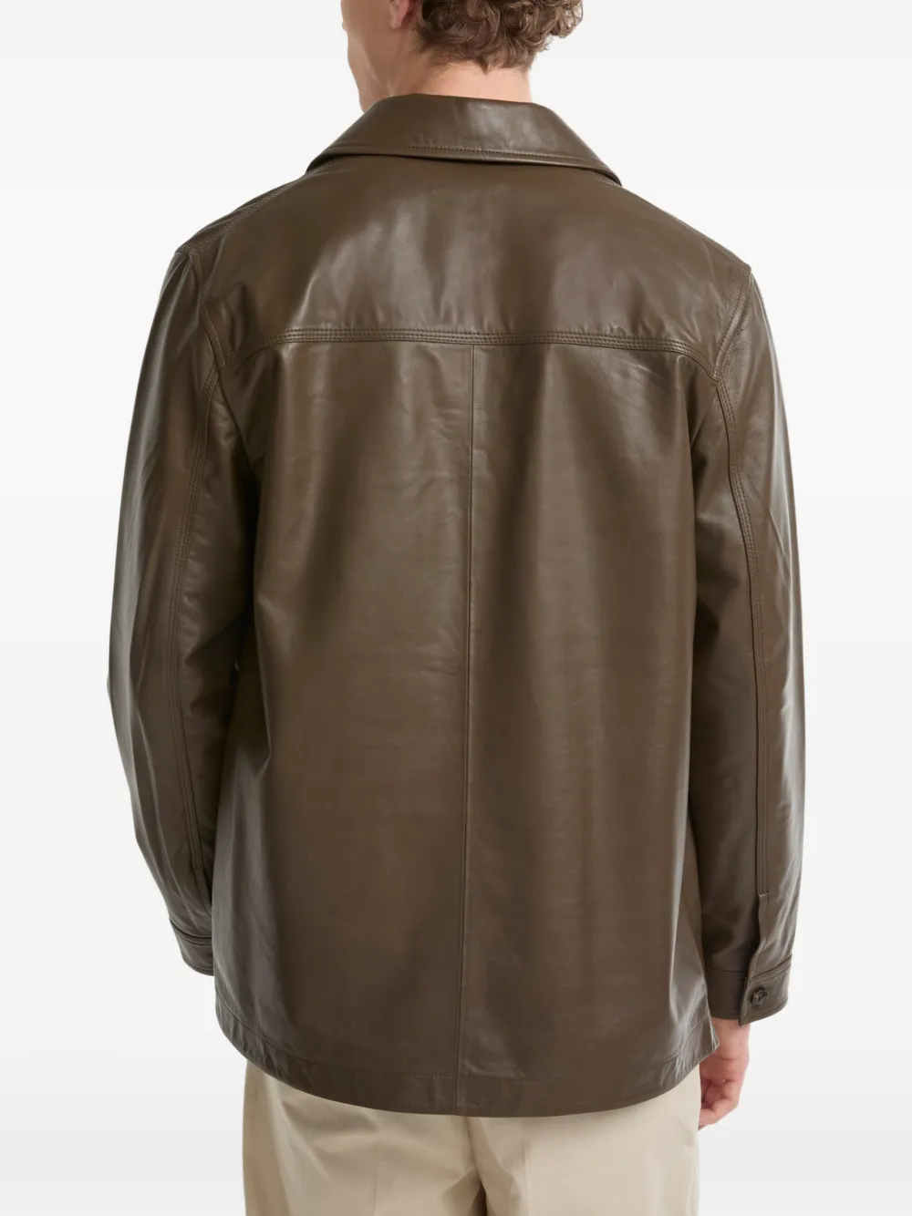 Yves Salomon Leren shirtjack Bruin