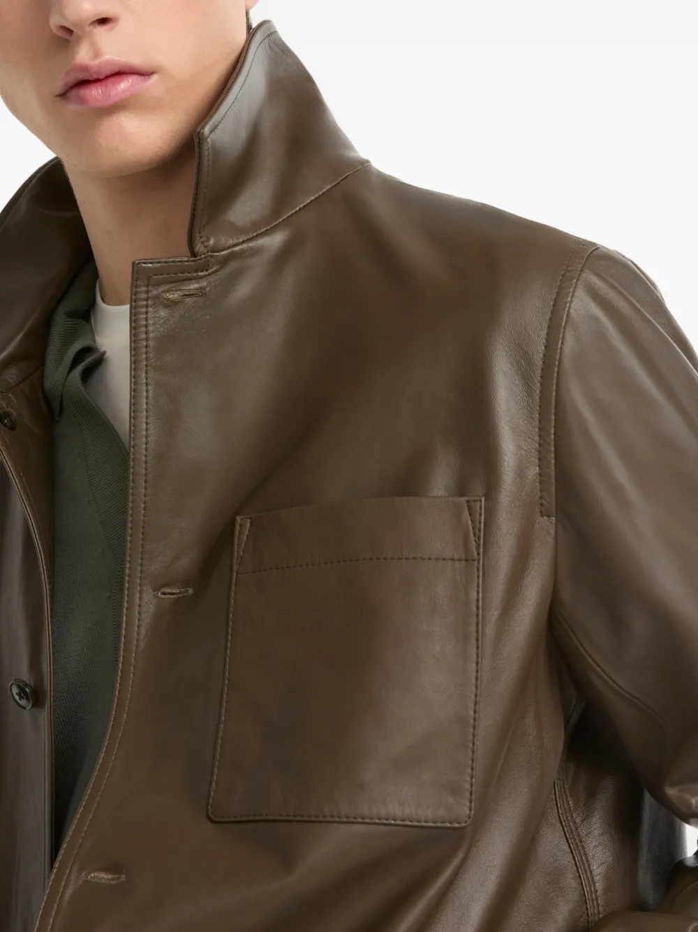 Yves Salomon Leren shirtjack Bruin