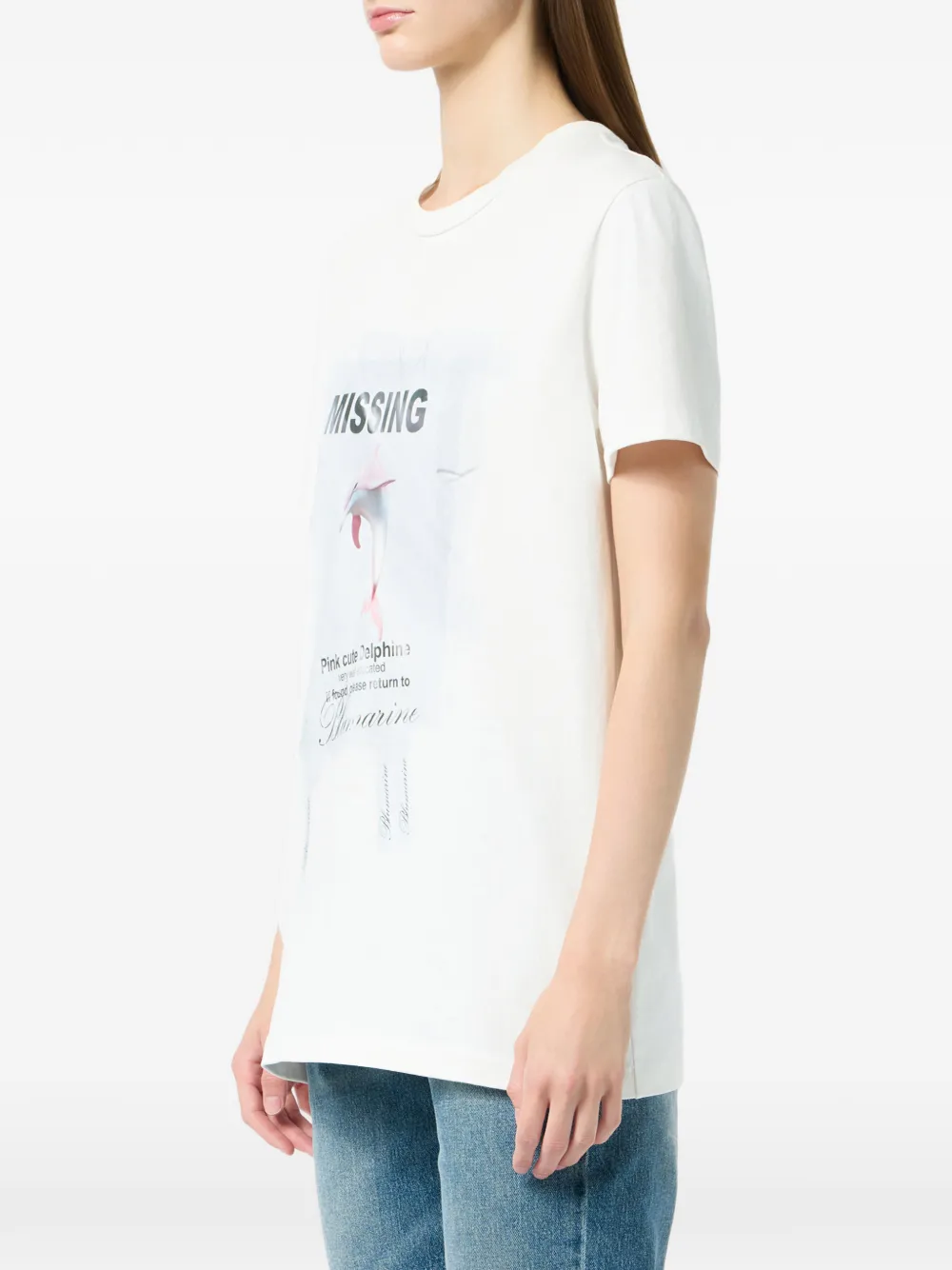 Blumarine Jersey T-shirt met dolfijnprint Wit