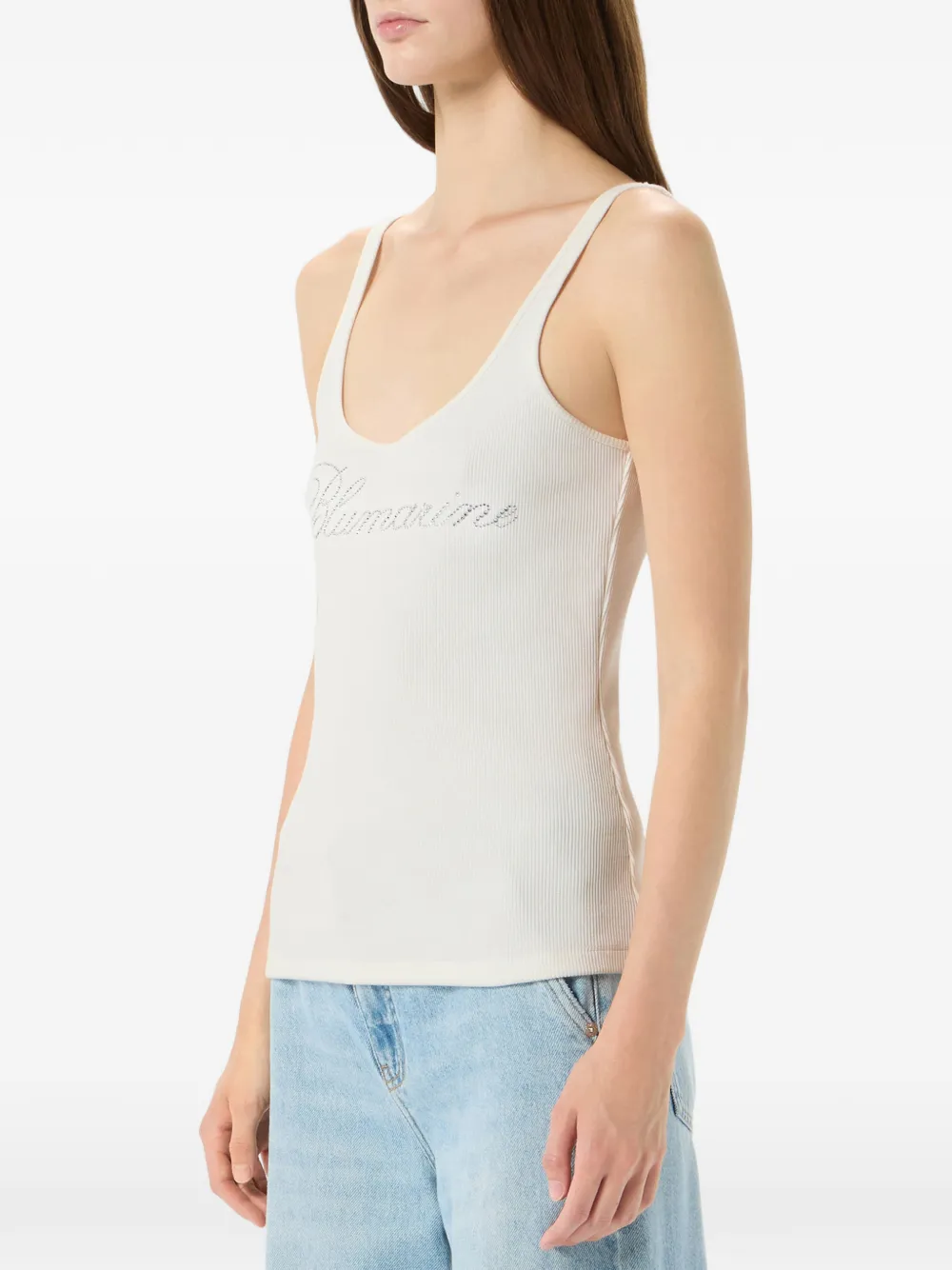 Blumarine Top met geborduurd logo Wit
