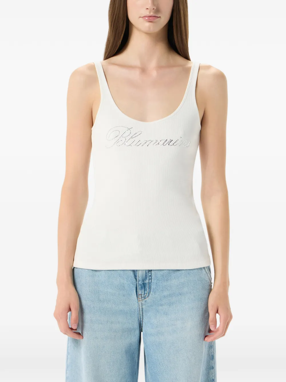  Blumarine Logo-embroidered Top - White 