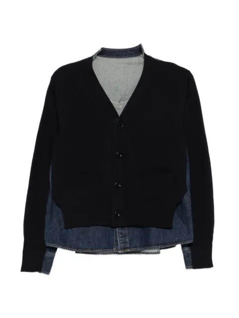 sacai denim knit cardigan