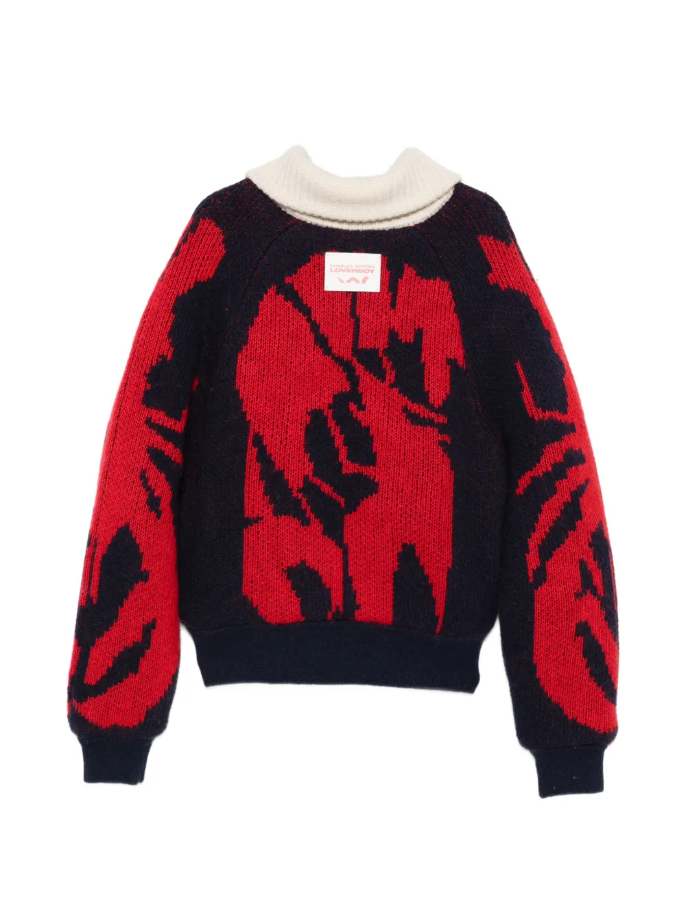  Charles Jeffrey Loverboy Knitted Zip Puffer Jacket - Red 