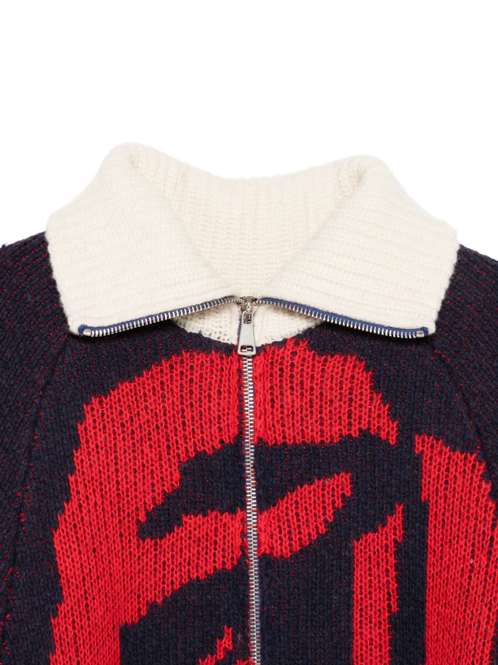  Charles Jeffrey Loverboy Knitted Zip Puffer Jacket - Red 