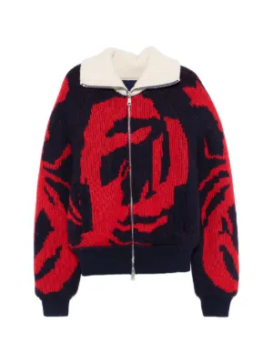 Charles Jeffrey Loverboy Knitted Zip Puffer Jacket | Blue