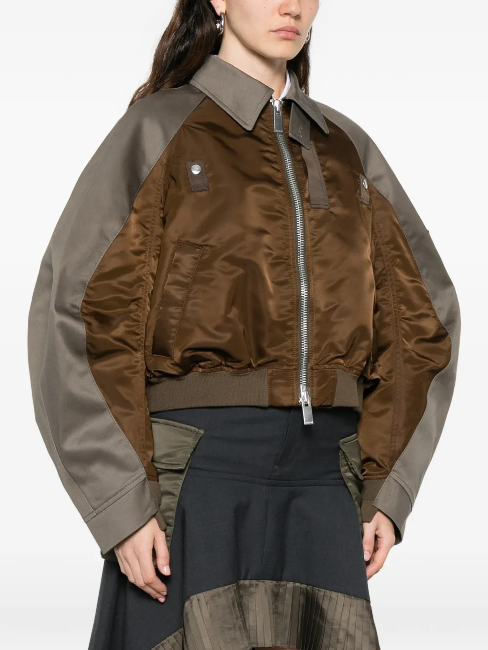  Sacai Zip Bomber Jacket - Green 