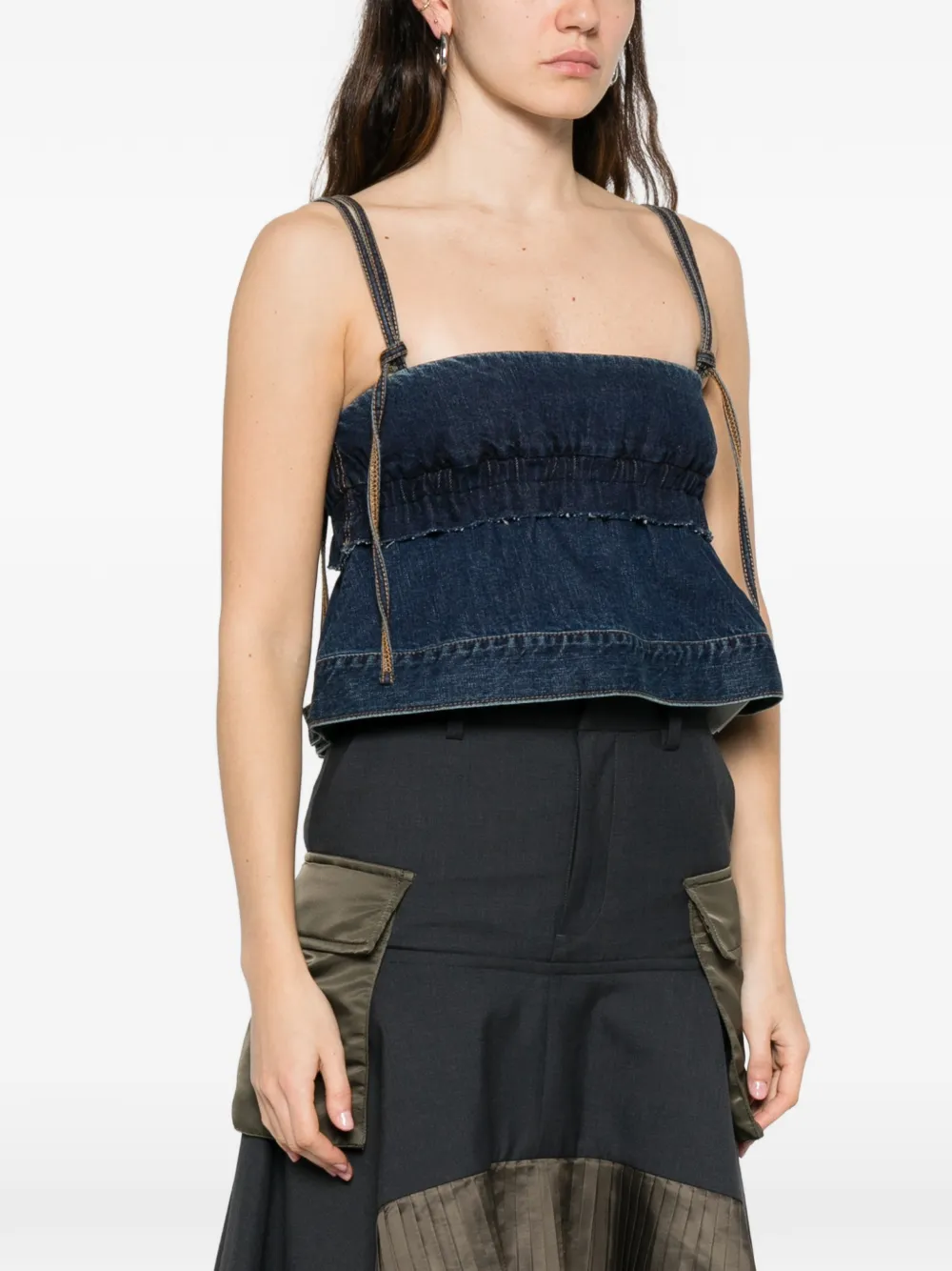  Sacai Denim Pullover Top - Blue 