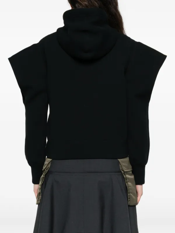 Sacai Hooded Zip Sweatshirt | Black | FARFETCH RO