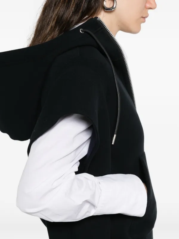 Sacai Hooded Zip Sweatshirt | Black | FARFETCH RO
