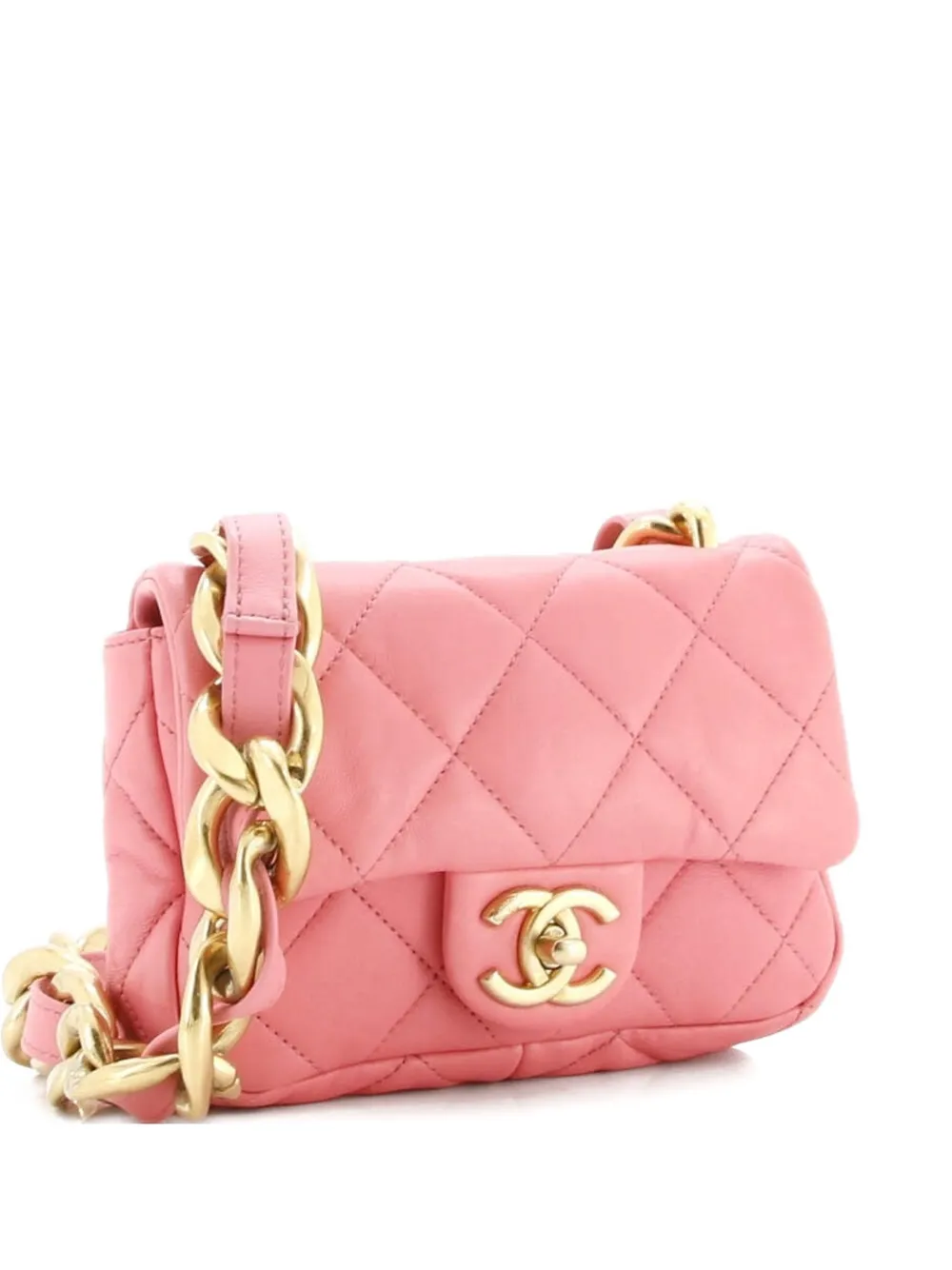 CHANEL Pre-Owned Borsa a spalla Funky Town mini in pelle di agnello trapuntata con battente - Rosa