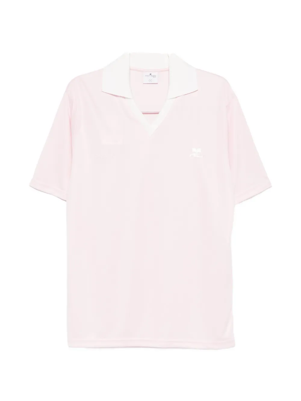 Courrèges V-neck logo-embroidery T-shirt - Rosa