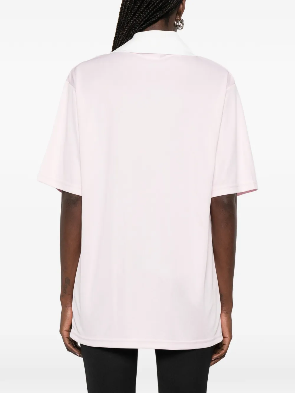 Courrèges T-shirt met geborduurd logo en V-hals Roze