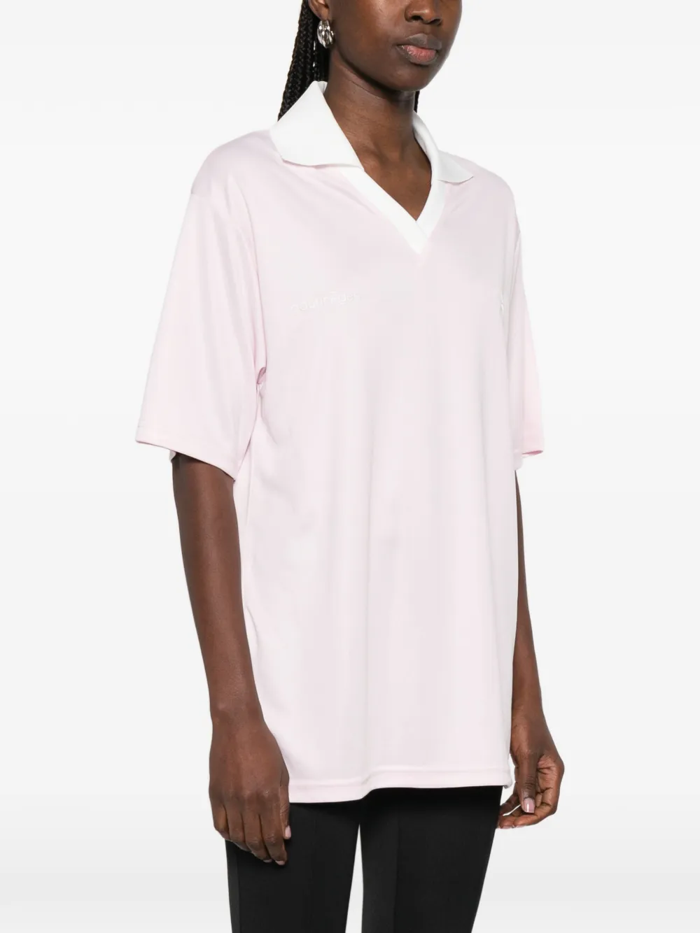 Courrèges T-shirt met geborduurd logo en V-hals Roze