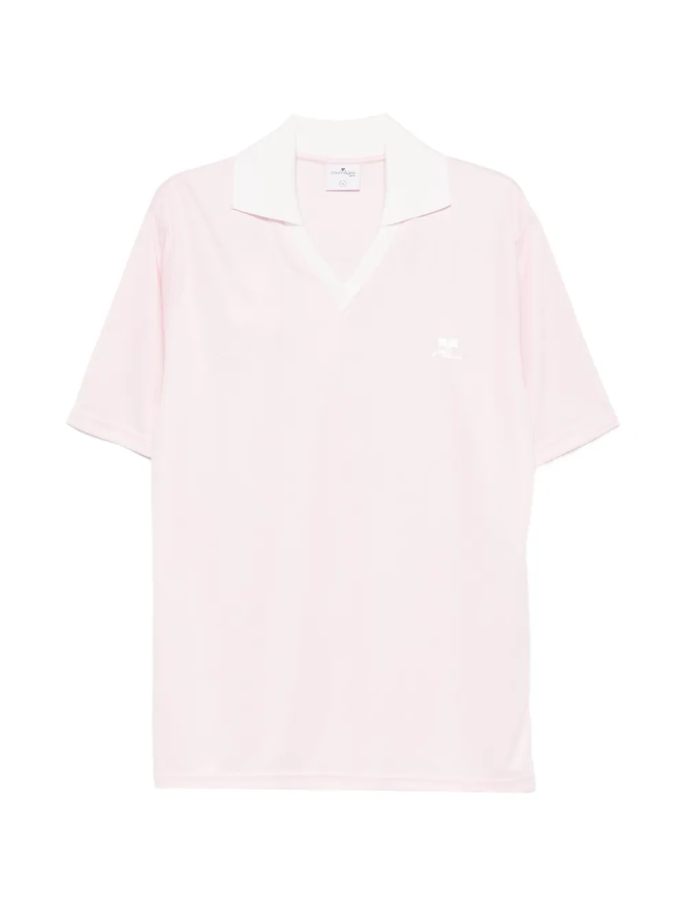 Courrèges V-neck logo-embroidery T-shirt - Rosa