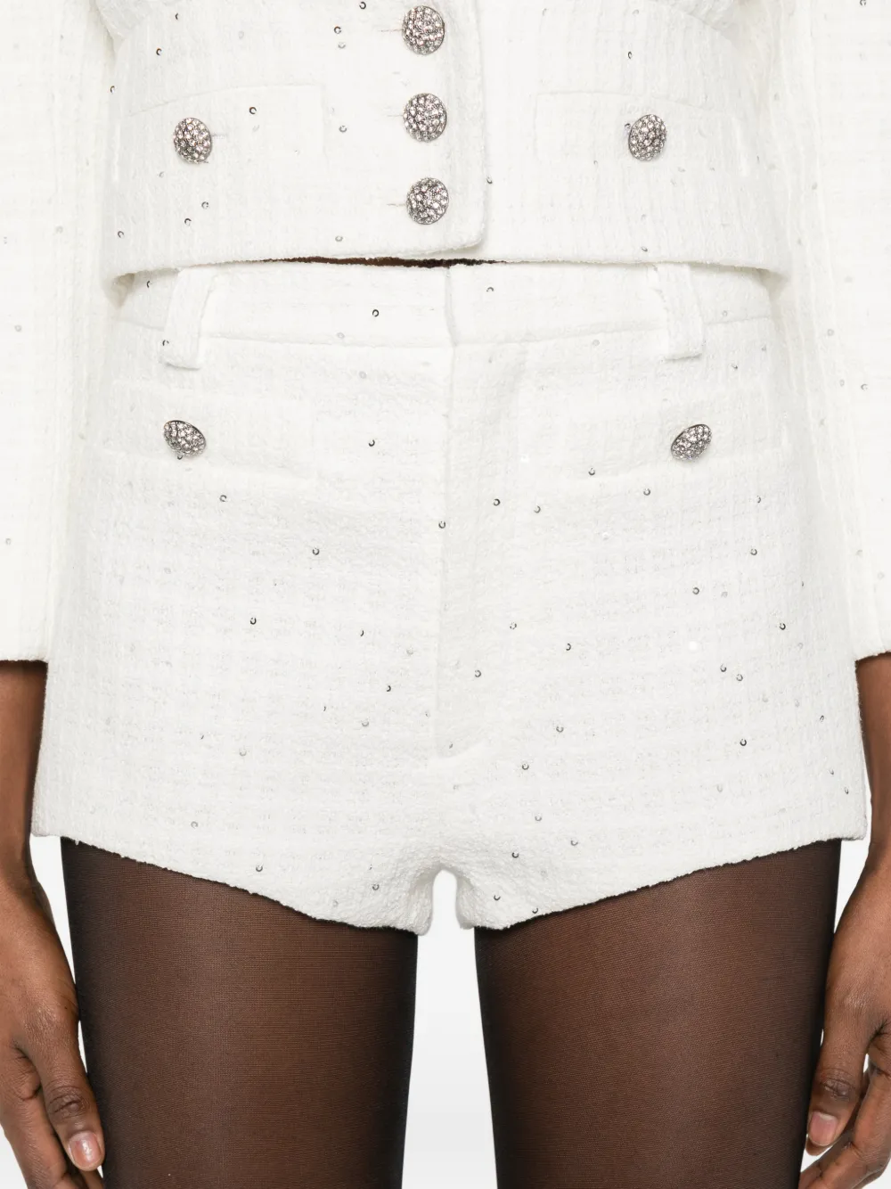 Alessandra Rich Mini-shorts met verfraaide knoop Wit