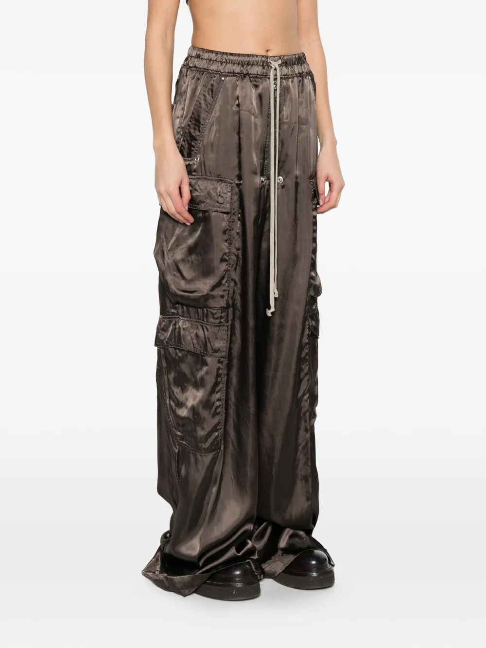  Rick Owens Cargo Drawstring Palazzo Pants - Brown 