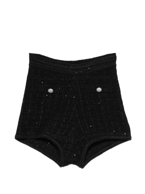 Alessandra Rich Embellished-button Mini Shorts in Black
