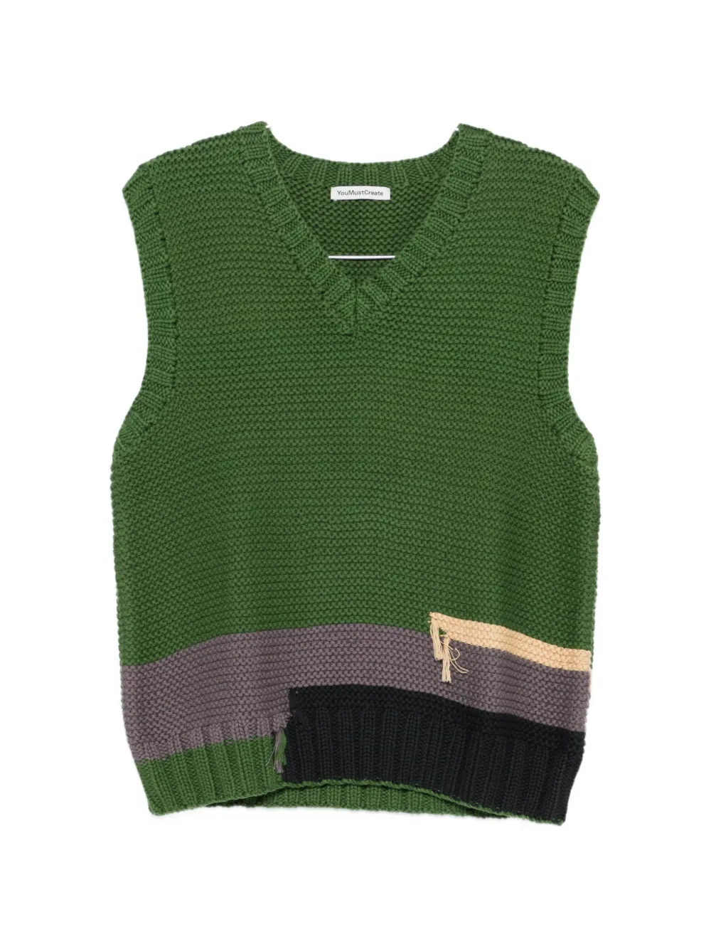 YMC V-neck colour-block vest - Verde
