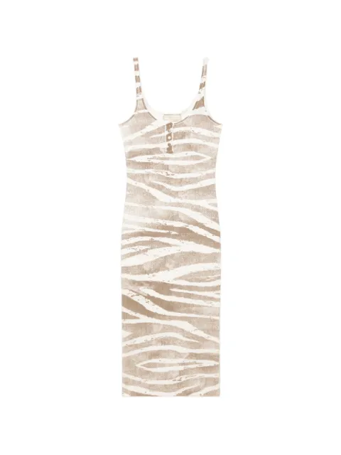 Blumarine ribbed zebra-print midi dress