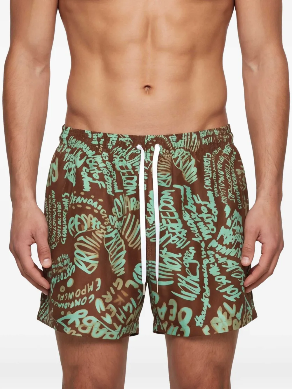 DSQUARED2 Zwembroek met graffiti-print Bruin
