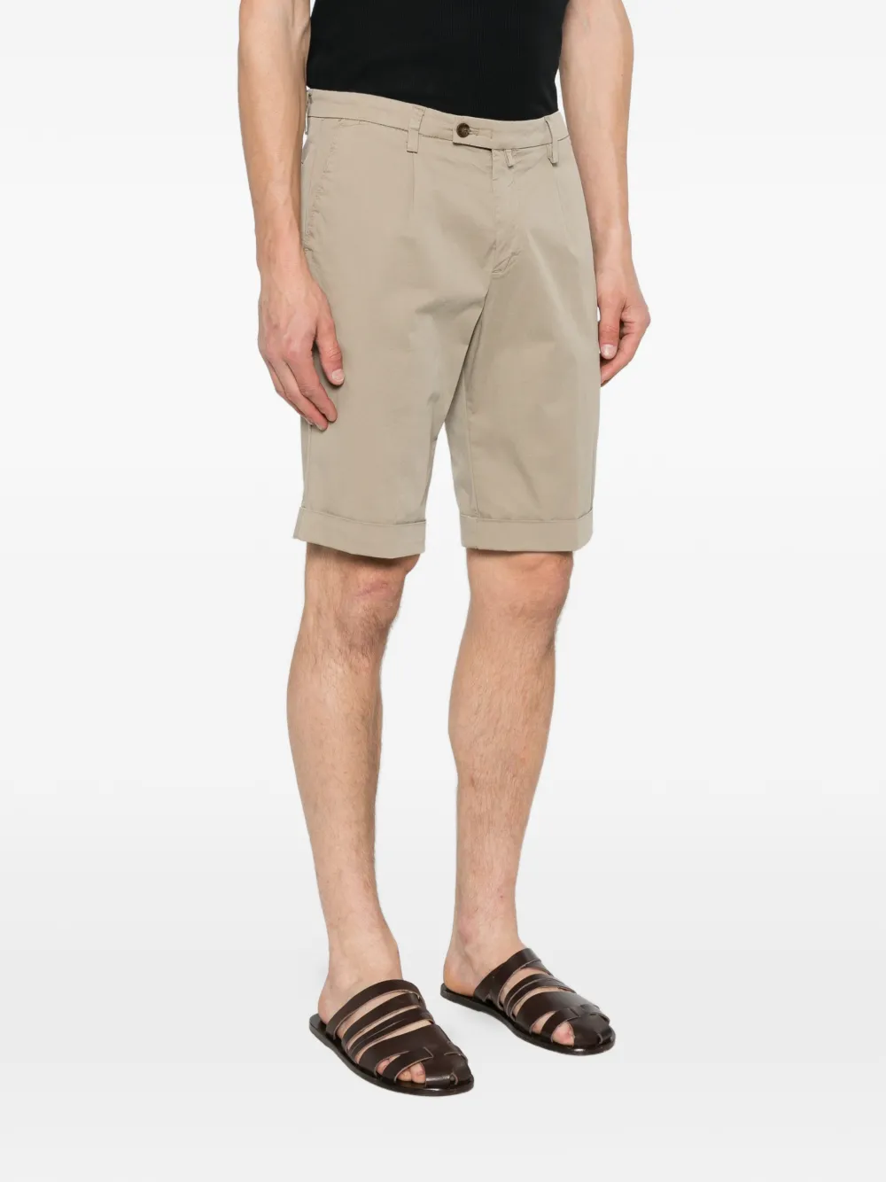 Briglia 1949 Geplooide shorts met omgeslagen pijpen Beige