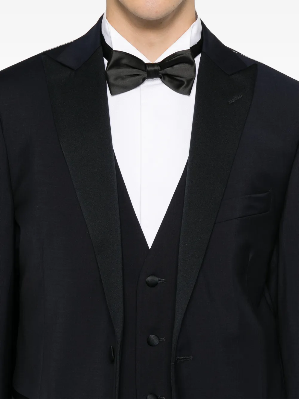 Corneliani Driedelig pak met enkele rij knopen en puntige revers Blauw