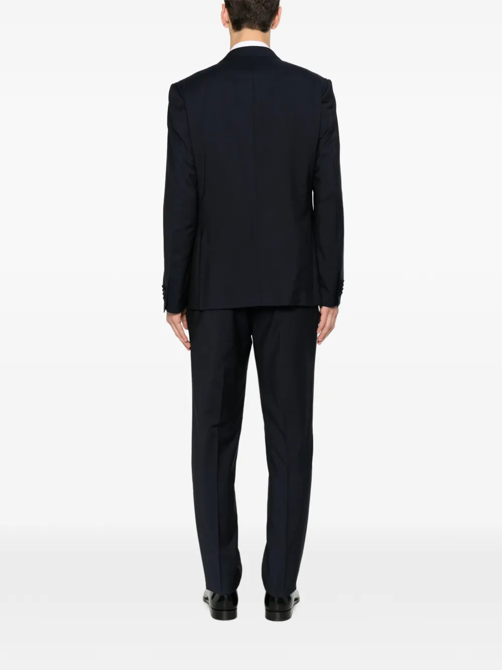 Corneliani Driedelig pak met enkele rij knopen en puntige revers Blauw