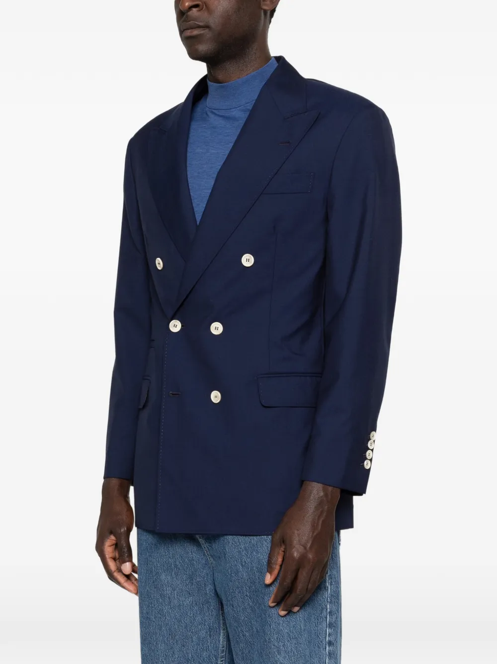 Brunello Cucinelli Jack met dubbele rij knopen Blauw