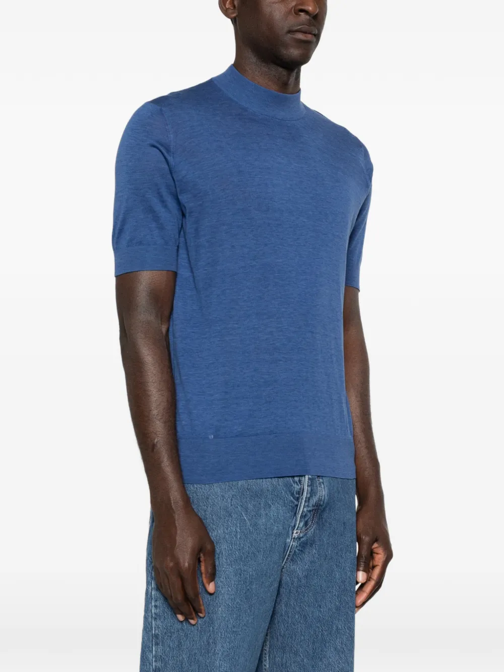 Brunello Cucinelli Trui met ronde hals en korte mouwen Blauw