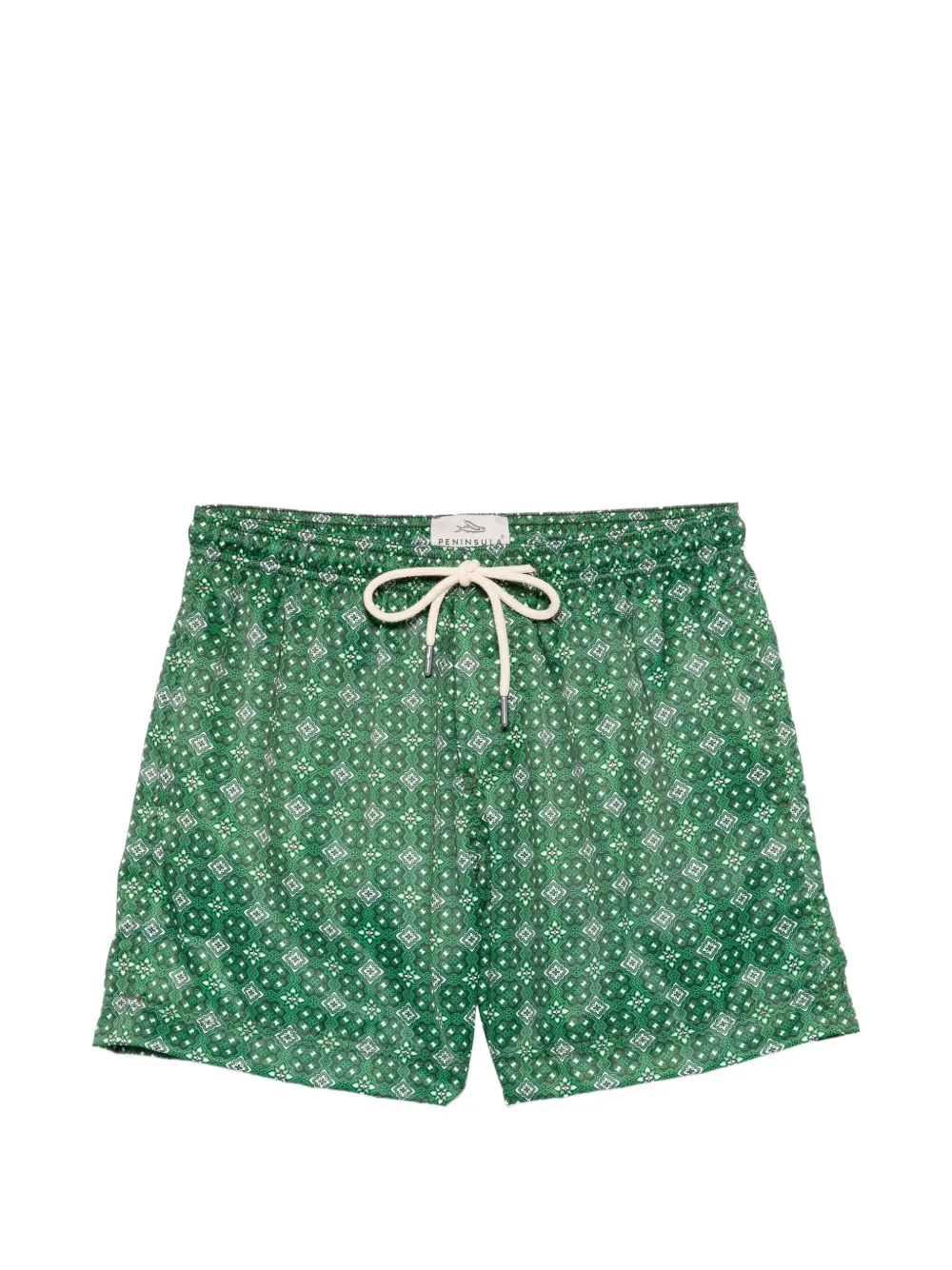 PENINSULA SWIMWEAR Caprera geometric-print drawstring swim shorts - Verde
