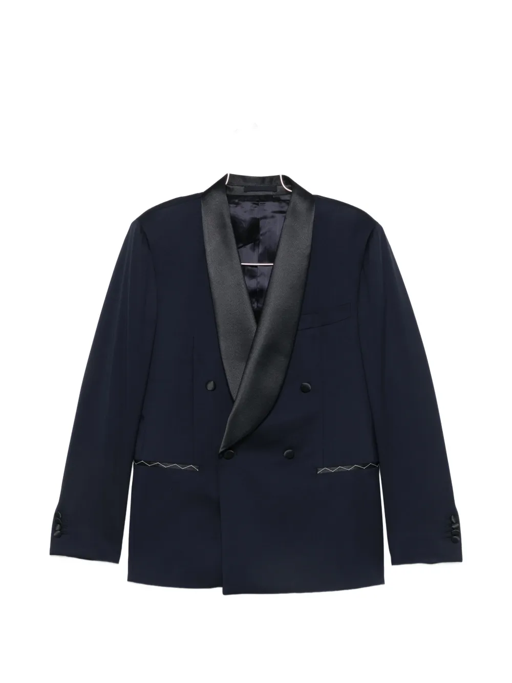LUIGI BIANCHI MANTOVA double-breasted satin-trim suit - Blu