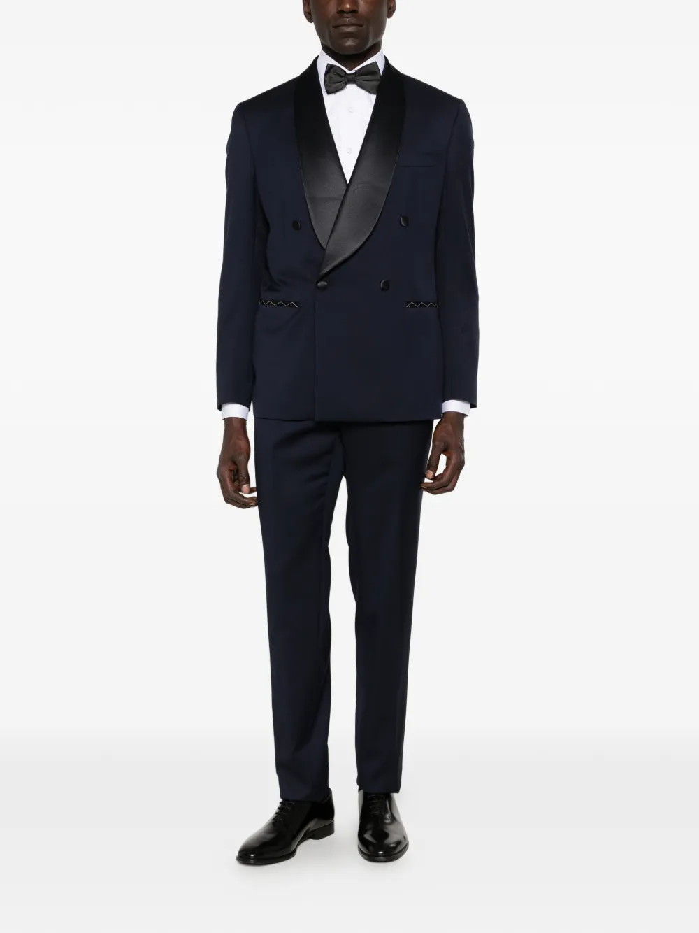 LUIGI BIANCHI MANTOVA Blazer met dubbele rij knopen en satijnen afwerking Blauw