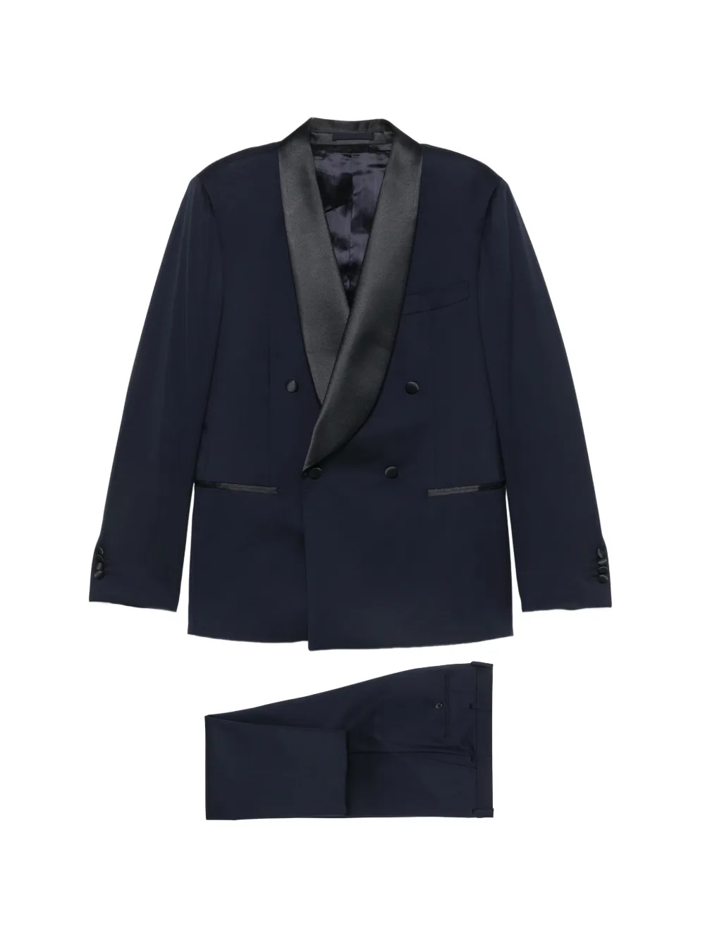 LUIGI BIANCHI MANTOVA double-breasted satin-trim suit - Blu