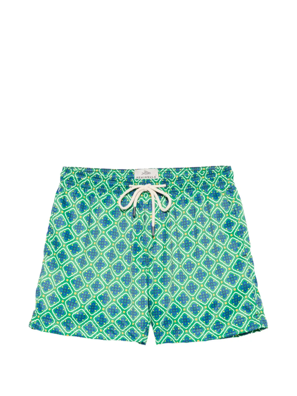 PENINSULA SWIMWEAR Pantelleria geometric-print swim shorts - Verde