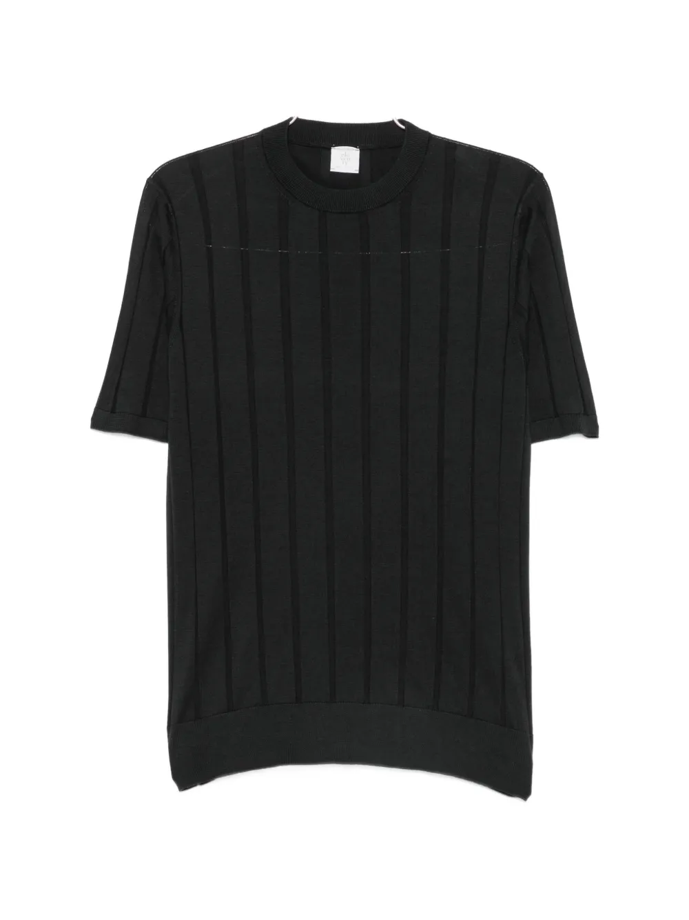 Eleventy vertical-stripe short-sleeve sweater - Nero