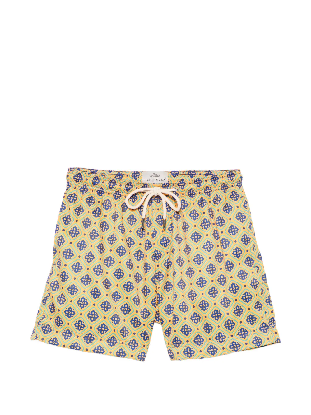 PENINSULA SWIMWEAR Pantelleria geometric-print drawstring swim shorts - Arancione
