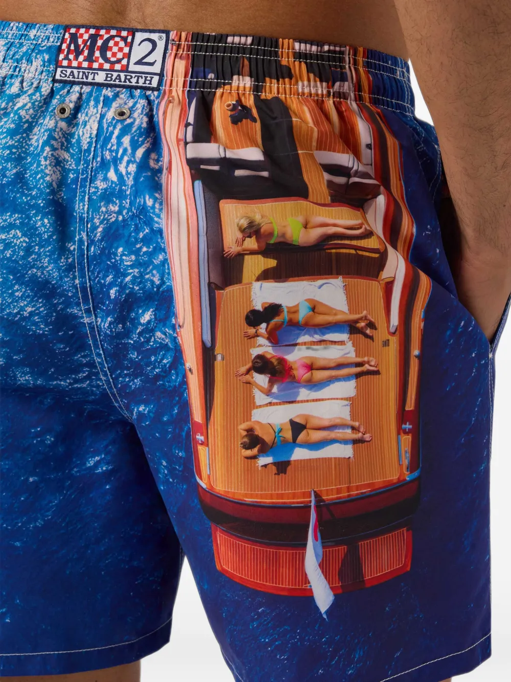 MC2 Saint Barth Gustavia zwembroek met bootprint en trekkoordtaille Bruin