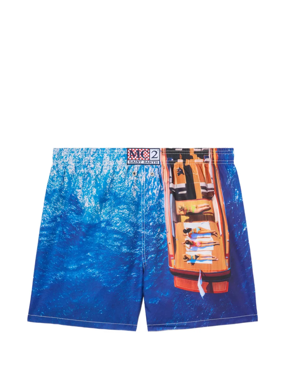 MC2 Saint Barth Gustavia zwembroek met bootprint en trekkoordtaille Bruin