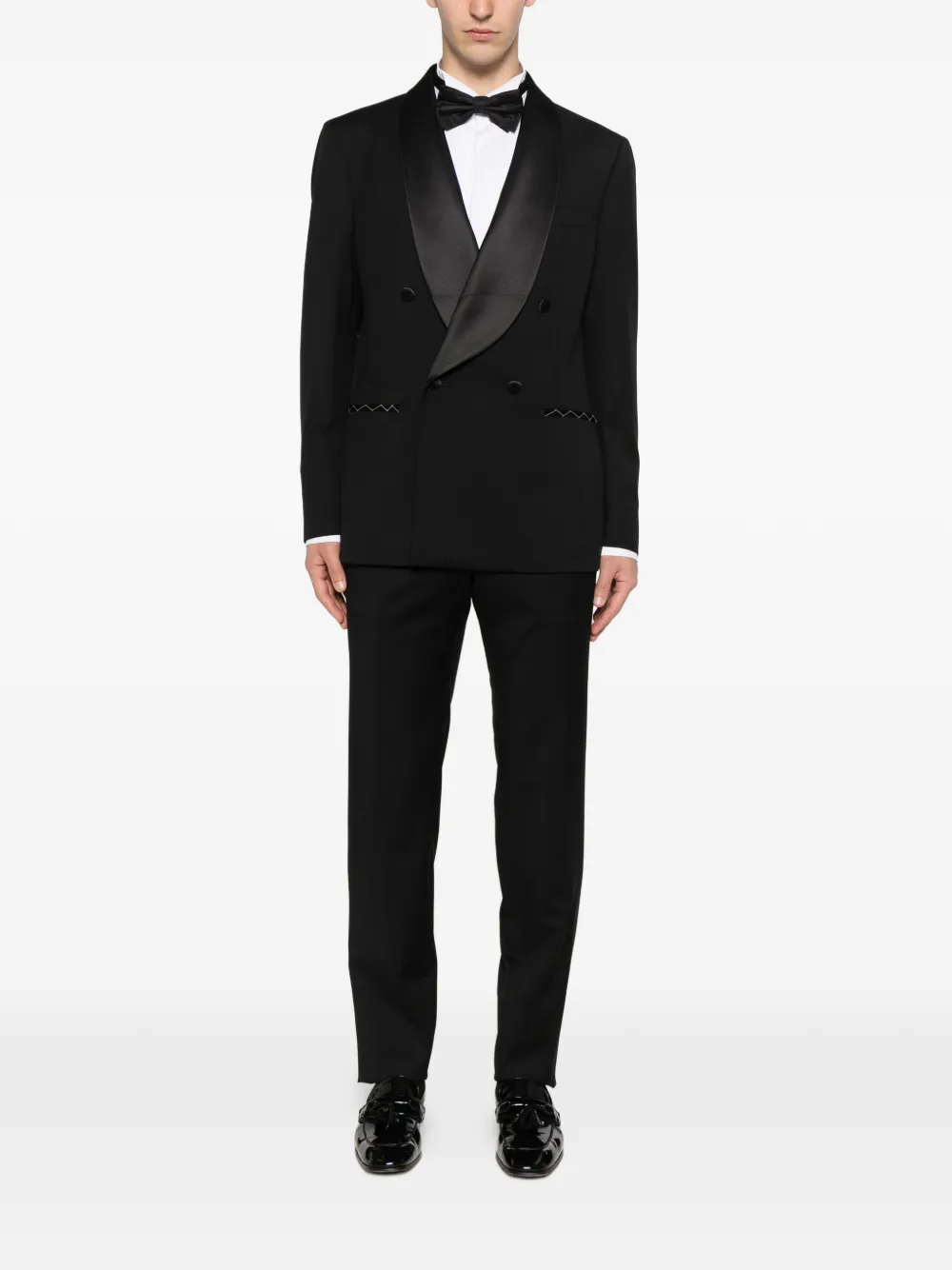 LUIGI BIANCHI MANTOVA Blazer met dubbele rij knopen en sjaalrevers Zwart