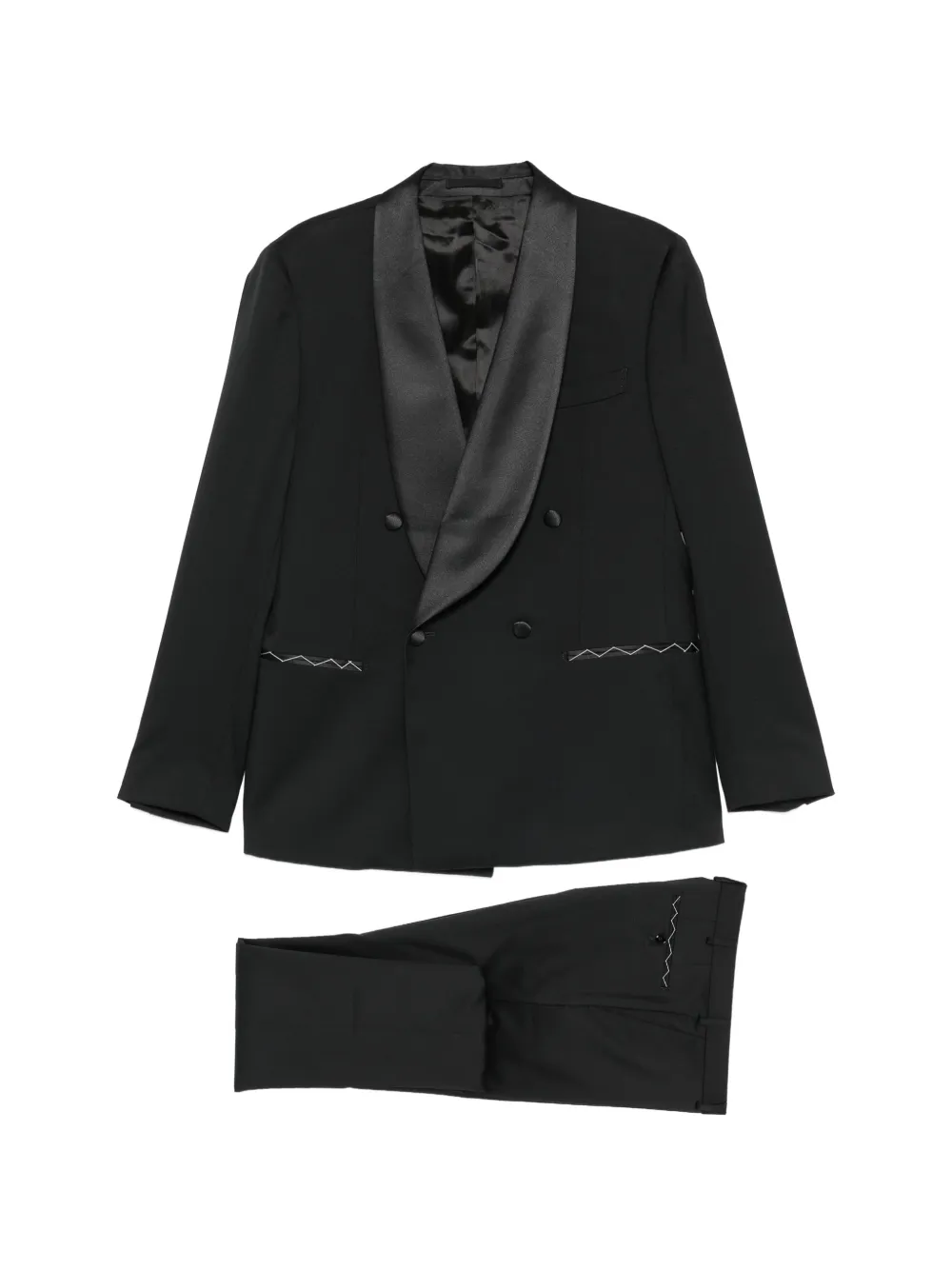 LUIGI BIANCHI MANTOVA shawl-lapel double-breasted suit - Nero
