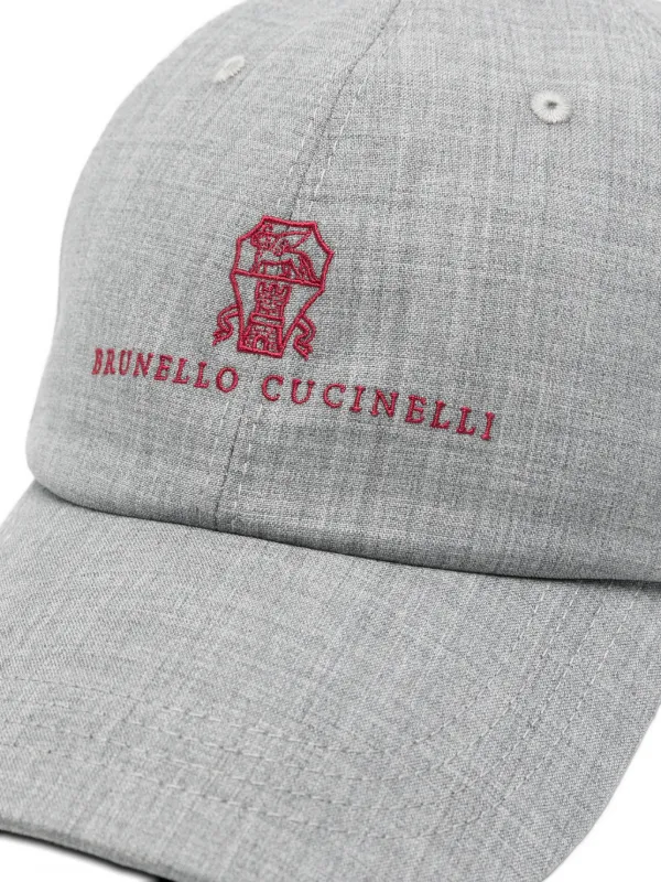 Brunello Cucinelli embroidered-logo Baseball Cap | Grey | FARFETCH