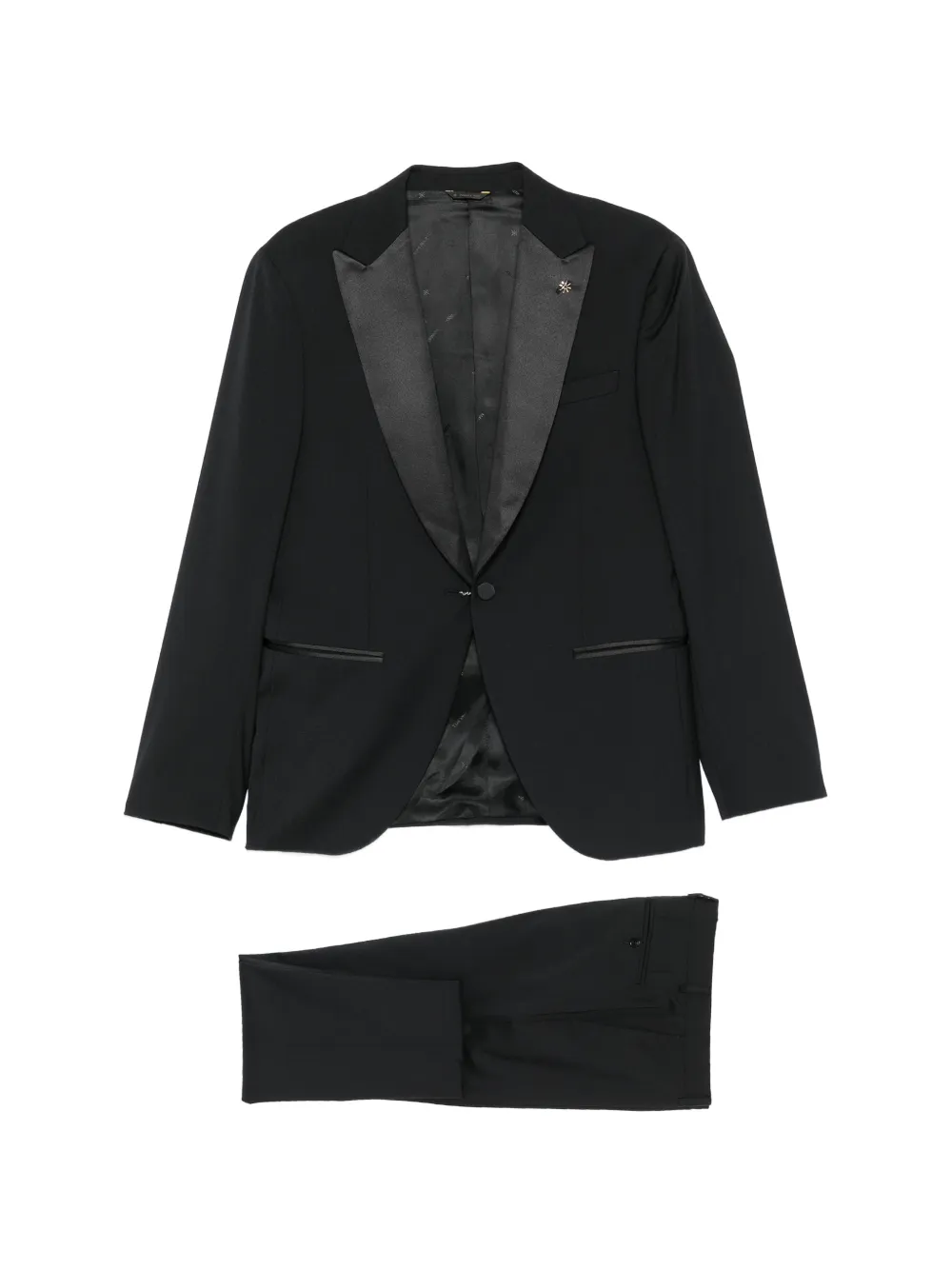 Manuel Ritz satin-lapel single-breasted suit (set of three) - Nero