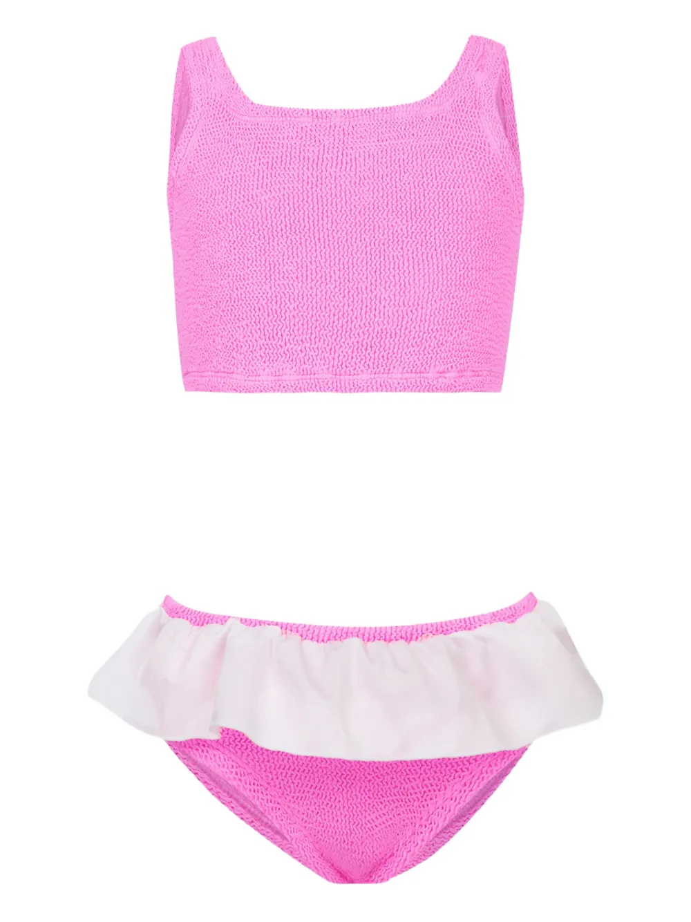 Hunza G Kids Olive ruffled-trim bikini - Rosa