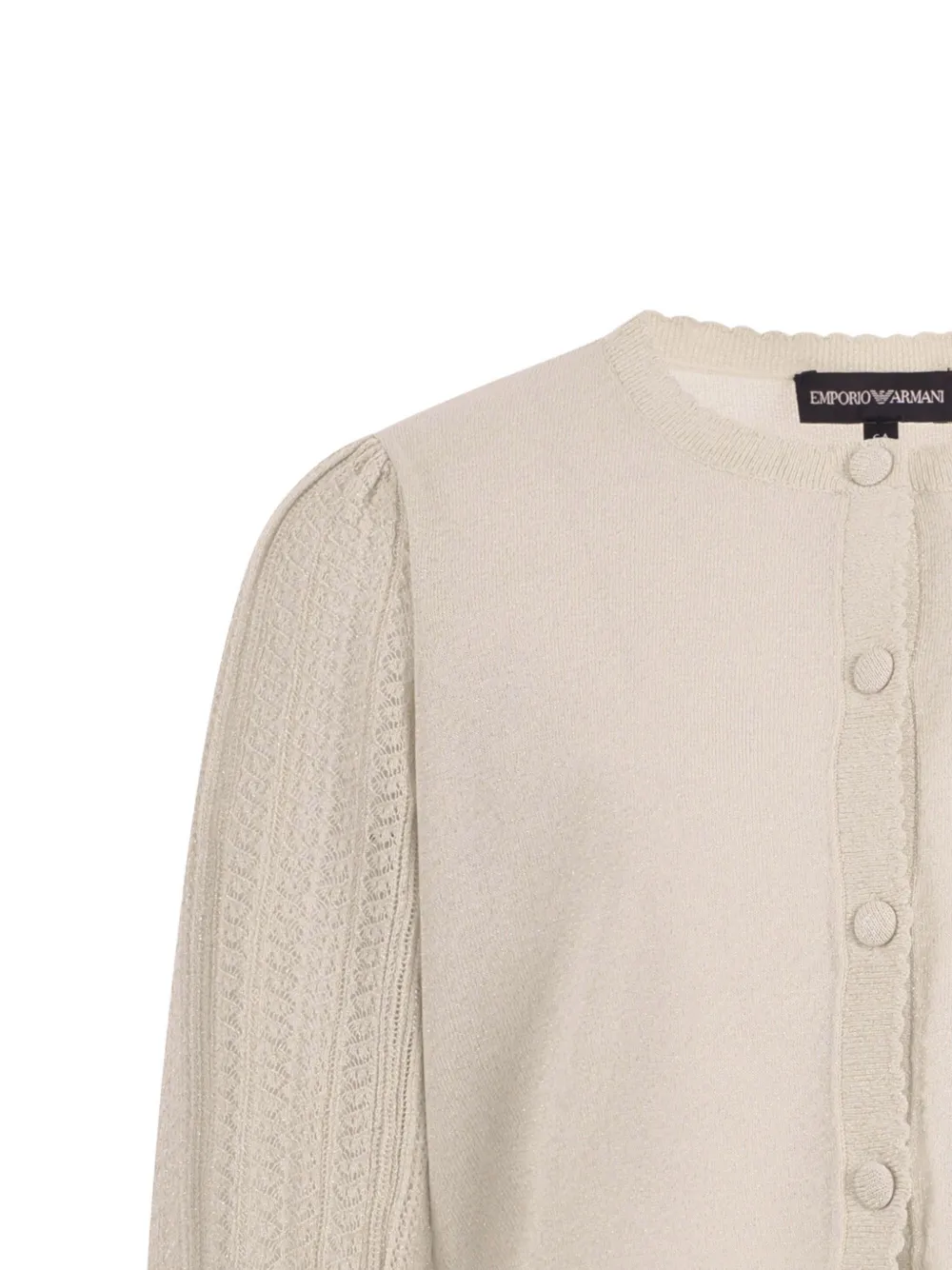Puff-Sleeve Scalloped Cardigan