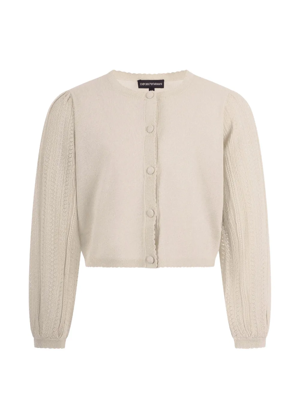 Emporio Armani Kids puff-sleeve scalloped cardigan - Toni neutri