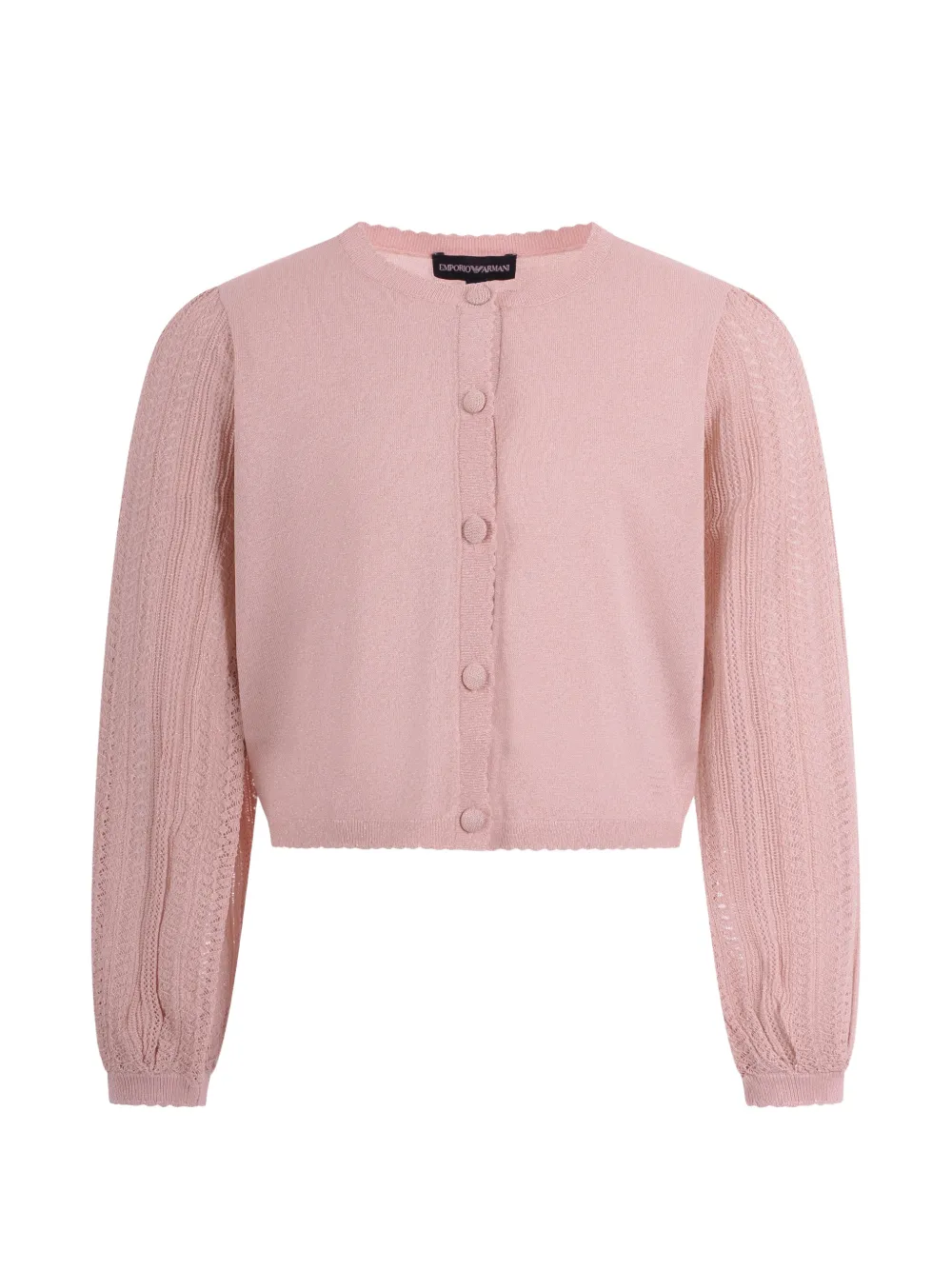 Emporio Armani Kids puff-sleeve buttoned cardigan - Rosa