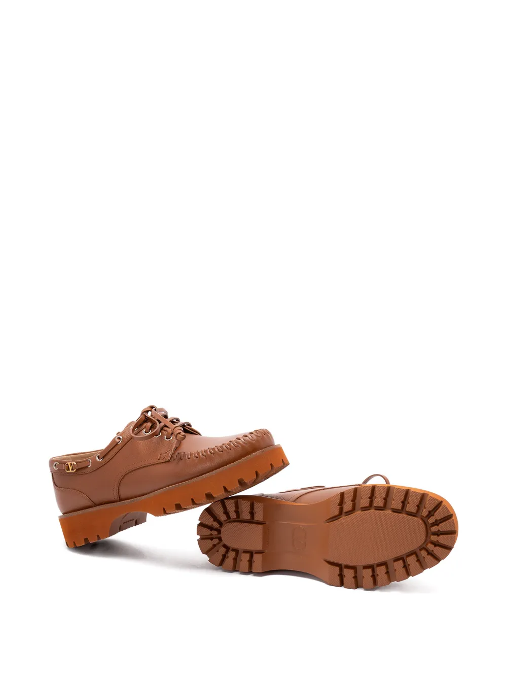 Valentino Garavani Leren bootschoenen met chunky zool Bruin