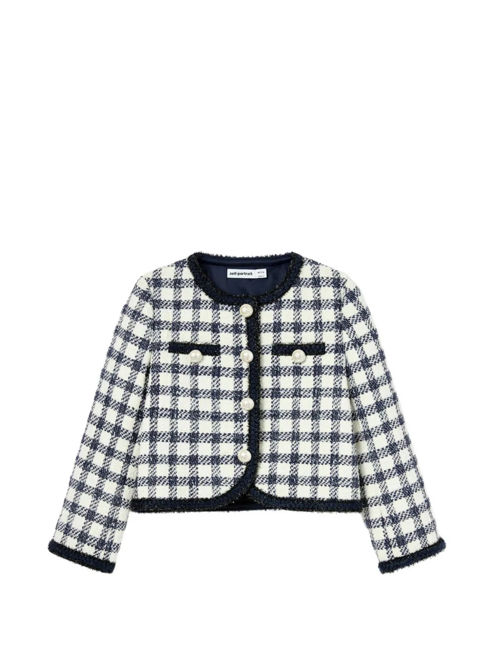Self-Portrait Kids checked bouclé jacket - Bianco